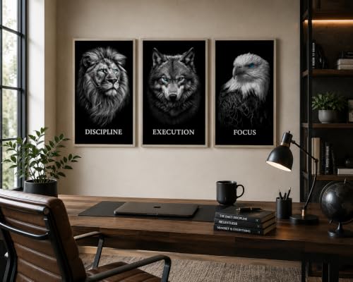 Image of DAKSHESTRY ARTWORKS Superhero Motivational Wall Art Set of 3 | Premium Framed Posters for Bedroom, Living Room & Office | Red Theme Modern Wall Decor | Ready to Hang |size- 9inch x12 inch each frame