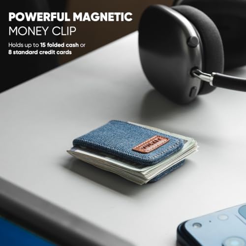 Image of VULKIT Magnetic Money Clip Top Grain Leather Cash Holder Minimalist Design Holds Up to 15 Cash