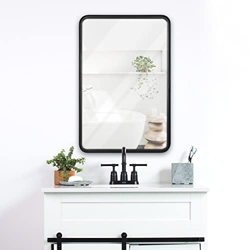 Best Decorative Wall Mirrors: Frameless vs Framed 66 20" x 30" Black Mirror For Wall- Sturdy Metal Black Framed Mirror...