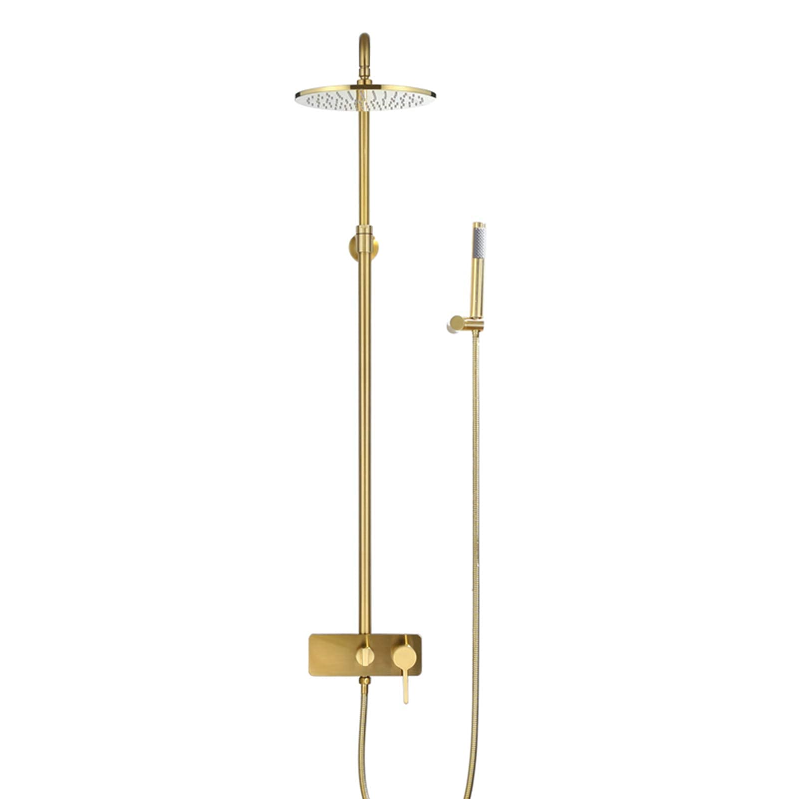 AYCDL Shower Faucets Sets Complete Gold, 8 Inch Rainfall Shower Head with Handheld, Wall Mounted Shower System, Single Handle Bath Shower Mixer Tap