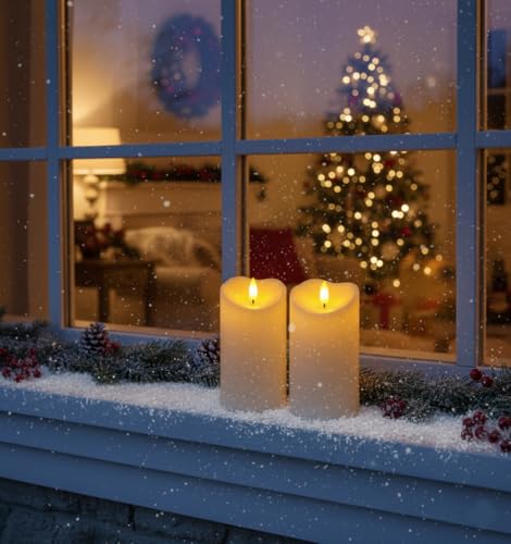 Homemory 6"x3" Outdoor Waterproof Flameless Candles, LED Candles, Battery Operated Candles with Remote and Timers, Electric Fake Plastic Pillar Candles, Ivory White, Set of 2 Homemory 6"x3" Outdoor Waterproof Flameless Candles, LED Candles, Battery Operated Candles with Remote and Timers, Electric Fake Plastic Pillar Candles, Ivory White, Set of 2