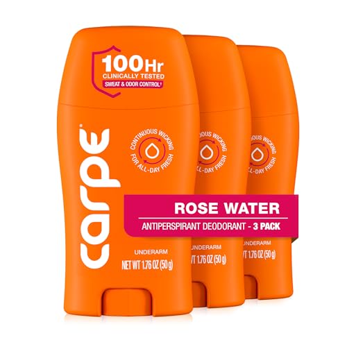 Image of Carpe Underarm Antiperspirant for Women - 100 Hour Sweat & Odor Control - Women's Sweat Control Antiperspirant Deodorant - Extra Strength - Rose Water - 3 Pack