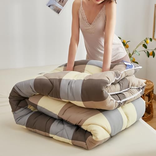 Odot Edredón Invierno Cama 150 180, Edredon Nordico Sin Funda Invierno Reversible Acolchado para Cama Ligera y Respirable Manta de Suave para Días Frío (Cuadros Grises,150x200cm)