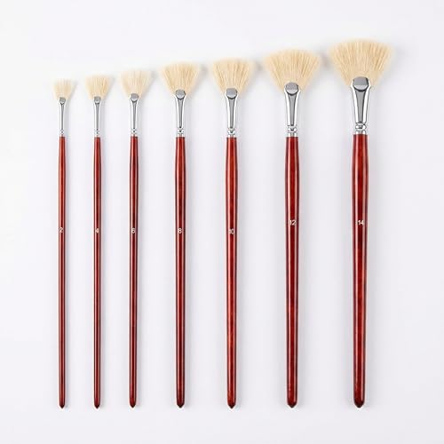 Chistylr 7 Pieces Fan Brush Set Professional Artist Painting Brushes Fan Brushes for Painting Premium Fan Paint Brush for Acrylic Oil & Watercolor Painting Ideal for Artists & Hobbyists
