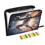 ALAZA Basketball Shot Astronaut Sky 13 Pocket Expanding File Folder with Labels, Accordion File Folder File Organizer Letter A4 Paper for Office School Student