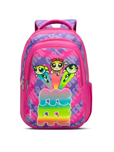 Image of Lavie Sport Powerpuffgirls 30L Pink Backpack | Organizer & Bottle Holder | Gift for Men, Women, Boys, Girls | Laptop Sleeve for School & College