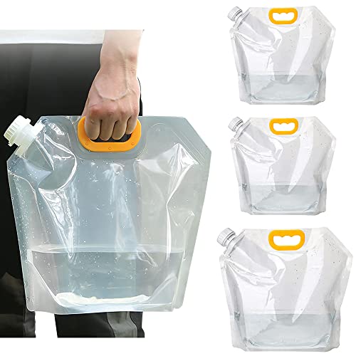 Contenedores de Agua, 3 Piezas Bolsas de Agua Plásticos Libres de BPA Plegables, Bolsas Plegables de Portador de Agua de Agua Plegable para Acampar Senderismo Picnic BBQ (5L + 10L) Cover