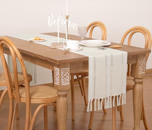 Socomi-Farmhouse-Table-Runner-60-inches-Macrame-Woven-Coffee-Table-Runner-Cotton-Rustic-Fall-Thanksgiving-Table-Runner-with-Tassels-for-Boho-Home-Decor-Living-Dining-Room-13×60-inches-Beige Socomi Farmhouse Table Runner 60 inches Macrame Woven Coffee Table Runner Cotton Rustic Fall Thanksgiving Table Runner with Tassels for Boho Home Decor Living Dining Room 13×60 inches Beige