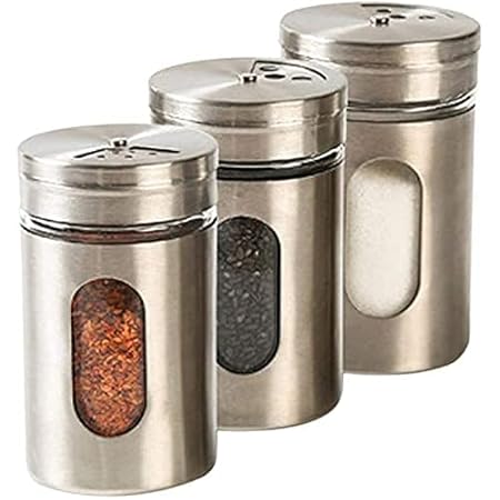 Amazon Morningplace ステンレス 調味料缶 調味料入れ セット 塩 コショウ 砂糖入れ 調味料ポット キッチン 台所 に 3個セット 調味料入れ オンライン通販