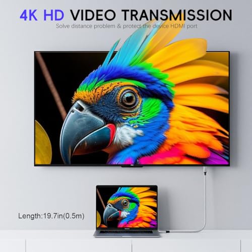 Image of Verilux PD 100W Type C Extension Cable, 0.5M USB C Male to Female Extension Cable Support 10Gbps Data Transfer, 4K@60Hz HD Video Output Compatible with iPhone 17 /16 /15, iPad Pro, MacBook Pro, Dell