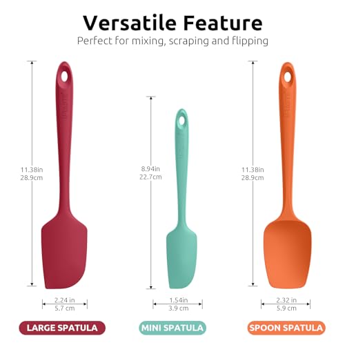 Image of U-Taste Silicone Spatula Set, 600ºF High Heat Resistant, 3-Pcs, Colorful