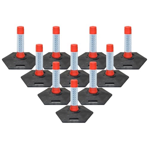 Traffic Cylinder Post with Weighted Base – Orange Bollard for Temporary Road Safety & Crowd Control | No Fixings Needed | Multiple Sizes & Packs – Street Solutions UK (5, 450mm)