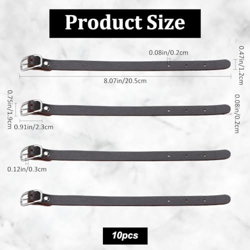 Image of GORGECRAFT 10Pcs 8 Inch Genuine Leather Luggage Tag Straps Adjustable Label Replacement Loop Belts Stirrup Strap with Buckle for Suitcase Backpacks ID Card Pass Holder Travel Hanging Accessories Brown