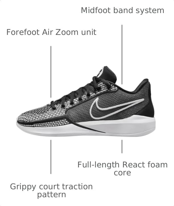 Image of Nike Sabrina 1 (Team) Basketball Shoes (FQ3391-002, Black /Black /White) Size 6