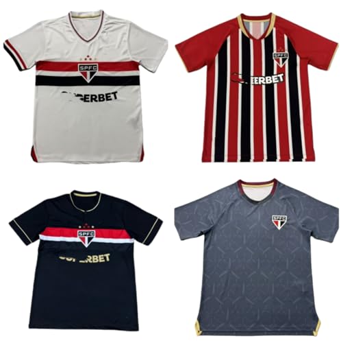 [eeeeArtmonster] サンパウロ 25-26年 ホーム アウェイ 復刻版 記念版 ユニフォーム サポーターグッズ 大人 夏服 通気性 が良い 半袖 男性 女性 学生 記念 シャツ ファンシャツ ﻿ (C,M) [並行輸入品]