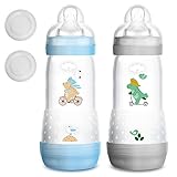 2 x Verschlussdeckel MAM Sparset 2er Pack Anti-Colic Babyflasche 320 ml mit Anti-Kolik Easy Start Flaschen Set BOYS