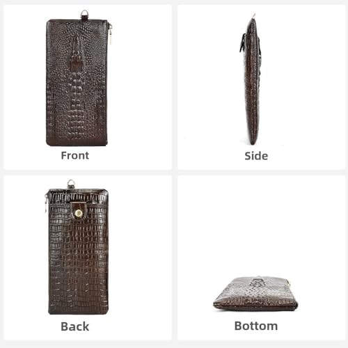 Genuine Leather Men's Crocodile Pattern Wallet Id Holder Cell Phone Man Purse Long Cowhide Wallet Business Multi Slot Cluth Bag,Black4