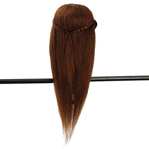 Hairdressing Training Head,100% Long Real Hair Hairstyling Salon Mannequin Head Practice Head Hairdresser, Practice Training Doll Heads Cosmetology with Clamp Stand for Home and Professional Use 20" - Thumbnail 4