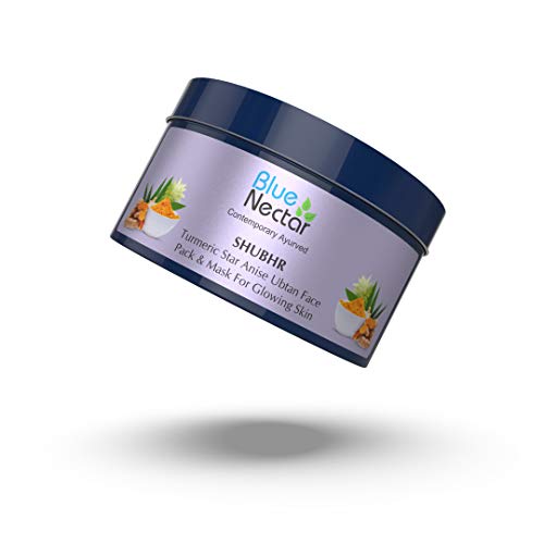 Blue Nectar Turmeric Star Anise Ubtan Face Pack & Mask for Glowing Skin & Tan removal, No Chemicals or Preservatives (3.5 Oz, 9 Herbs)