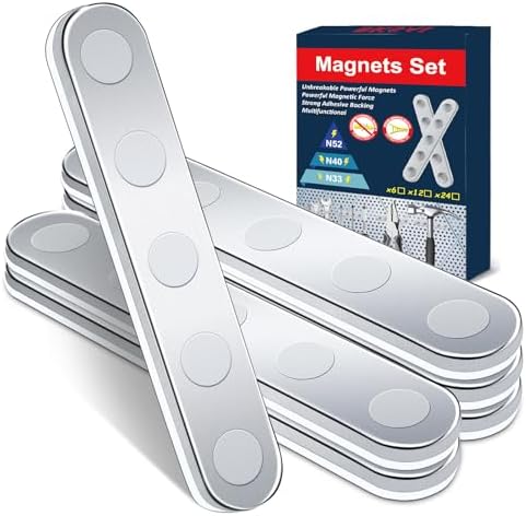BKSAI Unzerbrechliche Magnete zum Kleben 6er, Stark Neodym Hält 450G | Flach Magnetband Selbstklebend, Klebemagnete 58x10x2mm, Flachmagnete für Schule Büro Küche Camping Fixierungs