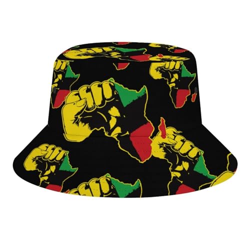 Africa Fist Map Fashion Printing Bucket Hat Unisex Summer Sun Fisherman Cap Outdoor Headwear
