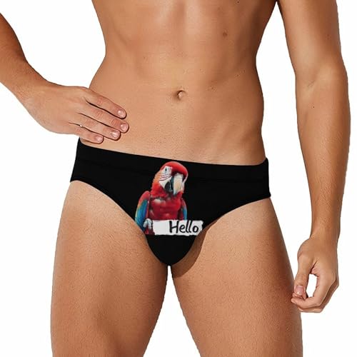 Parrot Say Hello Men's Swim Brief Sexy Bikini Swimwear Swimsuit Trunks Bathing Suits