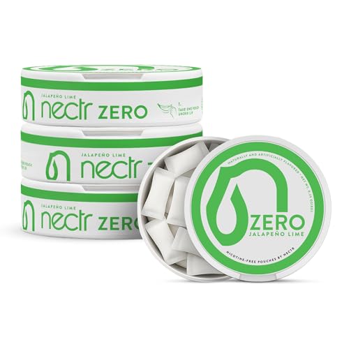 Image of Nectr Energy Zero Pouches - No Caffeine, No Sugar, Zero Calories, Mini Pouches for Oral Fixation and Stress Relief - 4 Pucks of 20 - Jalapeno Lime Flavor