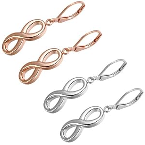 Aroncent Aroncent Damen Ketten Ohrringe Schmuck Set, Exquisit Glänzend Infinity Anhänger Ohrhänger, Edelstahl Creolen Ohrstecker Partnerketten Freundschaftsketten, Silber Rosegold Aroncent Aroncent Damen Ketten Ohrringe Schmuck Set, Exquisit Glänzend Infinity Anhänger Ohrhänger, Edelstahl Creolen Ohrstecker Partnerketten Freundschaftsketten, Silber Rosegold