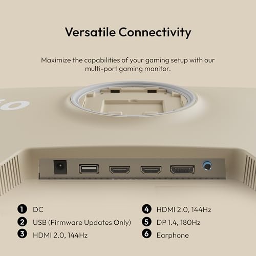 Image of Pixio PX278 Wave Beige 27 inch 180Hz Refresh Rate Quad HD 1440p Resolution Fast IPS Panel 1ms GTG Response Time Built-in Speakers Gaming Monitor with AMD FreeSync