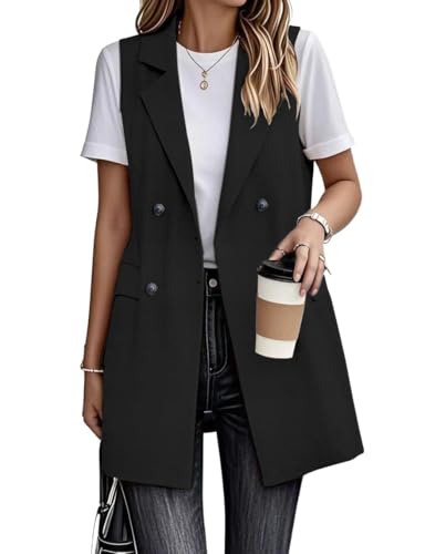 Mywinway Long Vest for Women Sleeveless 2026 Spring Summer Blazer