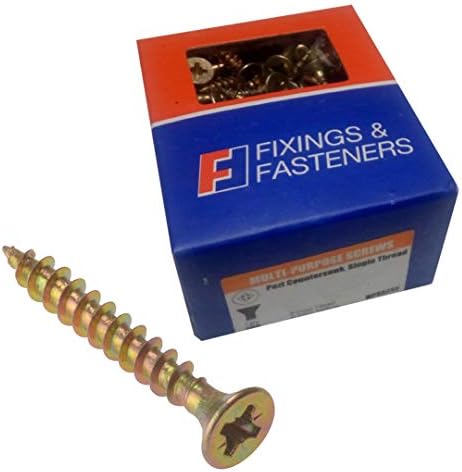 ForgeFix Multi-Purpose Single Thread Screws | 6.0 x 50mm | Zinc Yellow Passivated | Box 100