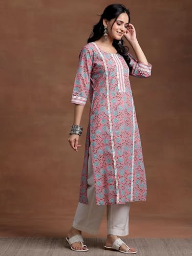 Image of Libas Printed Cotton Straight Kurta for Women