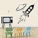 Zdklfm69 Pegatinas de Pared Adhesivos Pared Nave Espacial Astronauta Vinilo Creativo para Habitaciones de niños Decoración Espacio Exterior Dormitorio Infantil 76x79cm