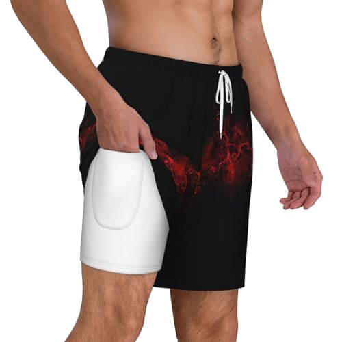 Short de bain respirant homme rouge et noir imprimé Explosion