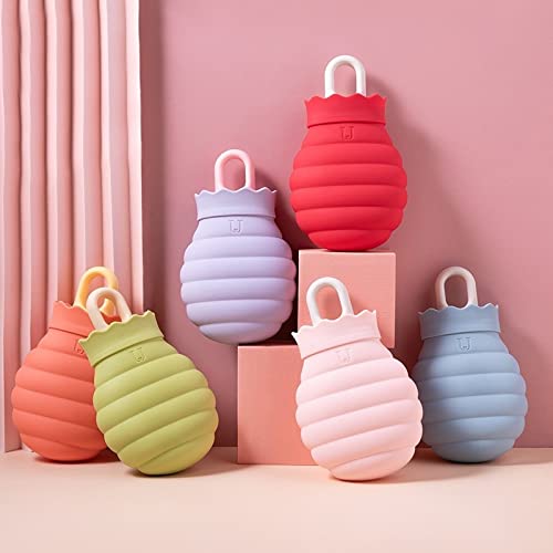 JINGYAN Bolsas de agua caliente 1 PC Bolsa de agua caliente silicona Microondas Vida invierno Gel Mano Botella calor Herramienta Calefacción Botellas gel sílice cubierta punto(Orange)