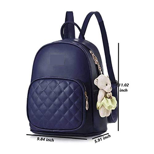 Image of MS. ZONEDUA Medium Size Fashionable Stylish Backpack with keychain for Girls for office, tuition purposes (Navy Blue)