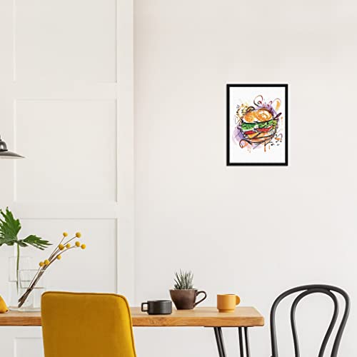 Art mural alimentaire Burger : la solution déco encadrée 50x70 ready