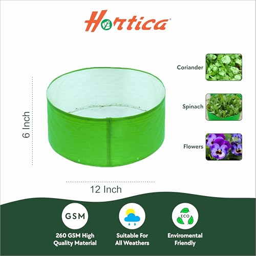 Image of Premium HDPE UV Stabilised GrowBag Size 12x6 Inch Pack of 3 | 260 GSM Round Shaped Green Colour | Suitable for Microgreens, Spinach, Coriander and Other Leafy Greens