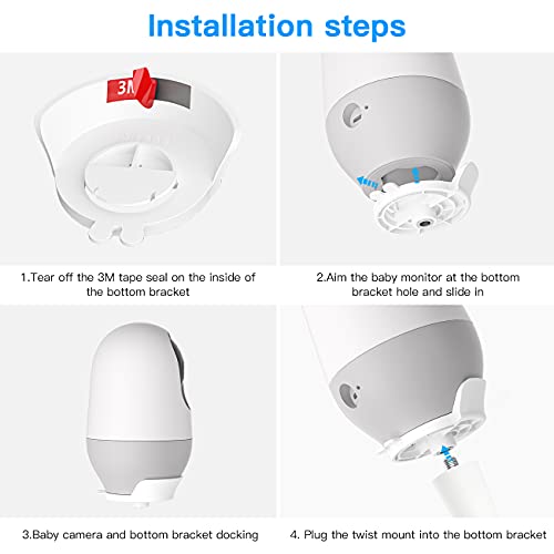 HOLACA Flexible Mount Crib Mount for Nooie Baby Monitor Nooie Dog Camera - Twist Versatile Mounting Kit for Nooie Monitor