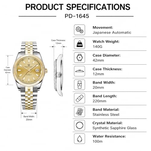 Image of Pagani Design Men's Watch Automatic Watch Japanese Automatic Movement Classic Timepiece Sapphire Crystal 100m Water Resistance Luminous Business Men's Watch