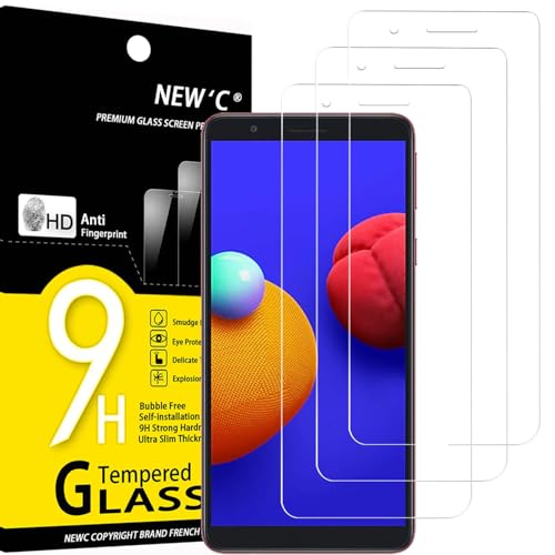 NEW'C Lot de 3, Verre Trempé pour Samsung Galaxy A01 Core, M01 Core, Film en Protection écran efficace contre les Rayures - sans Bulles - Ultra Résistant...