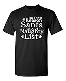 Santa Naughty Christmas Graphic Sarcastic Novelty Funny T Shirt L Black