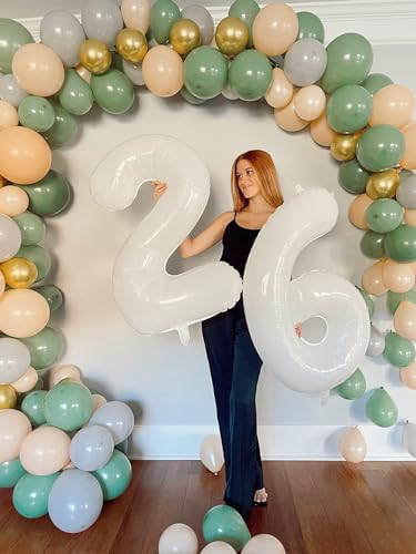 Image of 6 Balloon Numbers Birthday Decorations, 40In White Balloons for Men Women | Eye-catching Appearance, Perfect Decorative Centerpieces, Convenient Self-sealing Structure, Widely for Various Occasions