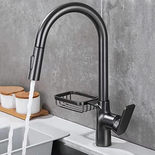 TGBHM 360° Rotatable Kitchen Faucet with PullDown Sprayer Dual Water Flow Modes Modern Sink Mixer Tap for Easy Cleaning and Versatile Use Ideal for Home and Restaurant. (Gun Gray A)