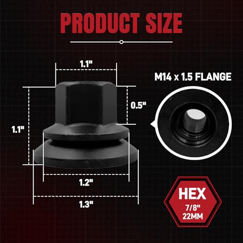 Image of 611-936 6509424aa Wheel Lug Nuts Compatible with Dodge /Ram 3500 4500 5500 Models, M14-1.50 Flange - 22mm Hex, 28.5mm Length, Medium, (10pcs)