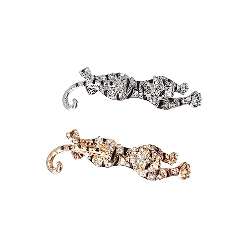 Image of Leadigol Rhinestone Tiger Brooch Pins Women Men Fashion Jewelry Gold Silver Animal Lapel Pin Coat Collar Brooch Badge Wedding Party Clothes Decoration Gifts