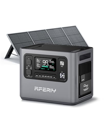 AFERIY P280 Station Electrique Portable 2800W, Batterie Nomade 2048Wh Extensible à 10,24kWh avec 200W Panneau Solaire Portable, Generateur Solaire pour Usage Domestique/Camping-Car/Panne de Courant