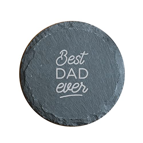 Posavasos de pizarra grabados 'Best Dad Ever for Dad from Daughter Son Kids - Ideas de regalo de cumpleaños para papá Cover