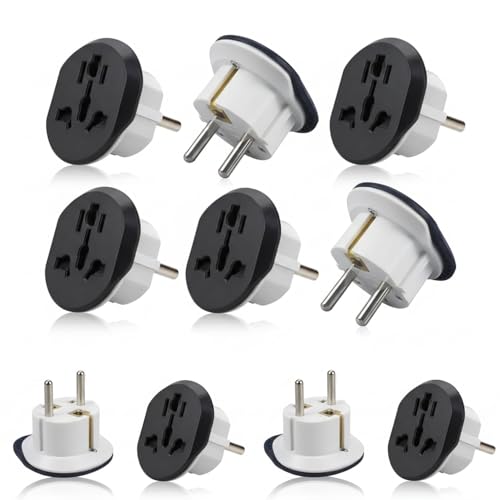 Adnext 4 Pcs UK to EU Plug Adapter 3 Pin to 2 Pin Electric Switch 16A 250V Universal EU Converter UK/US/AU/CN to Europe Travel Plug Adapter European Socket Converter