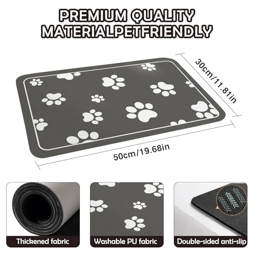 Haustier Futternapf Unterlage 30x50cm Kieselgur Saugfähige Hundematte rutschfeste Hundefuttermatte Langlebige Langsame Fresser Matte für Futter und Wassernäpfe Dunkelgrau